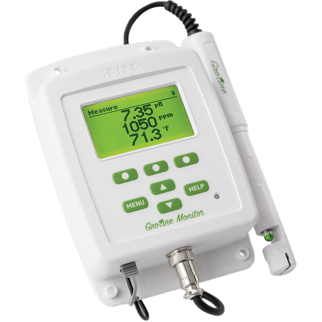 Hanna GroLine Monitor for Hydroponic Nutrients - Inline Probe - Angle