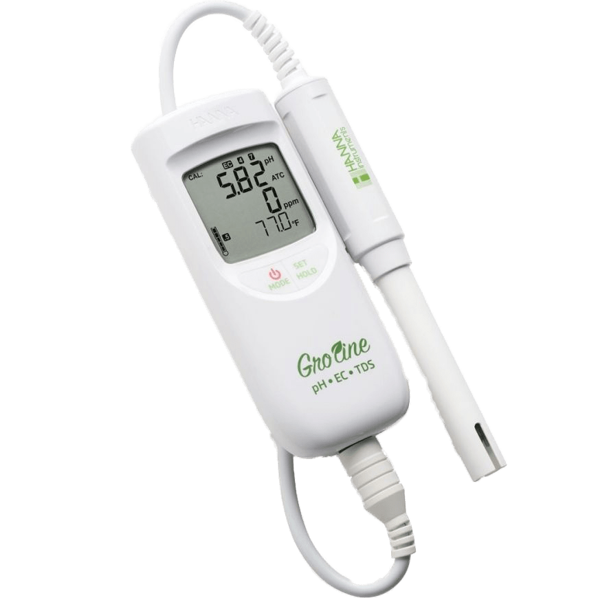 Hanna GroLine Waterproof Portable pH/EC/TDS Meter - Angle