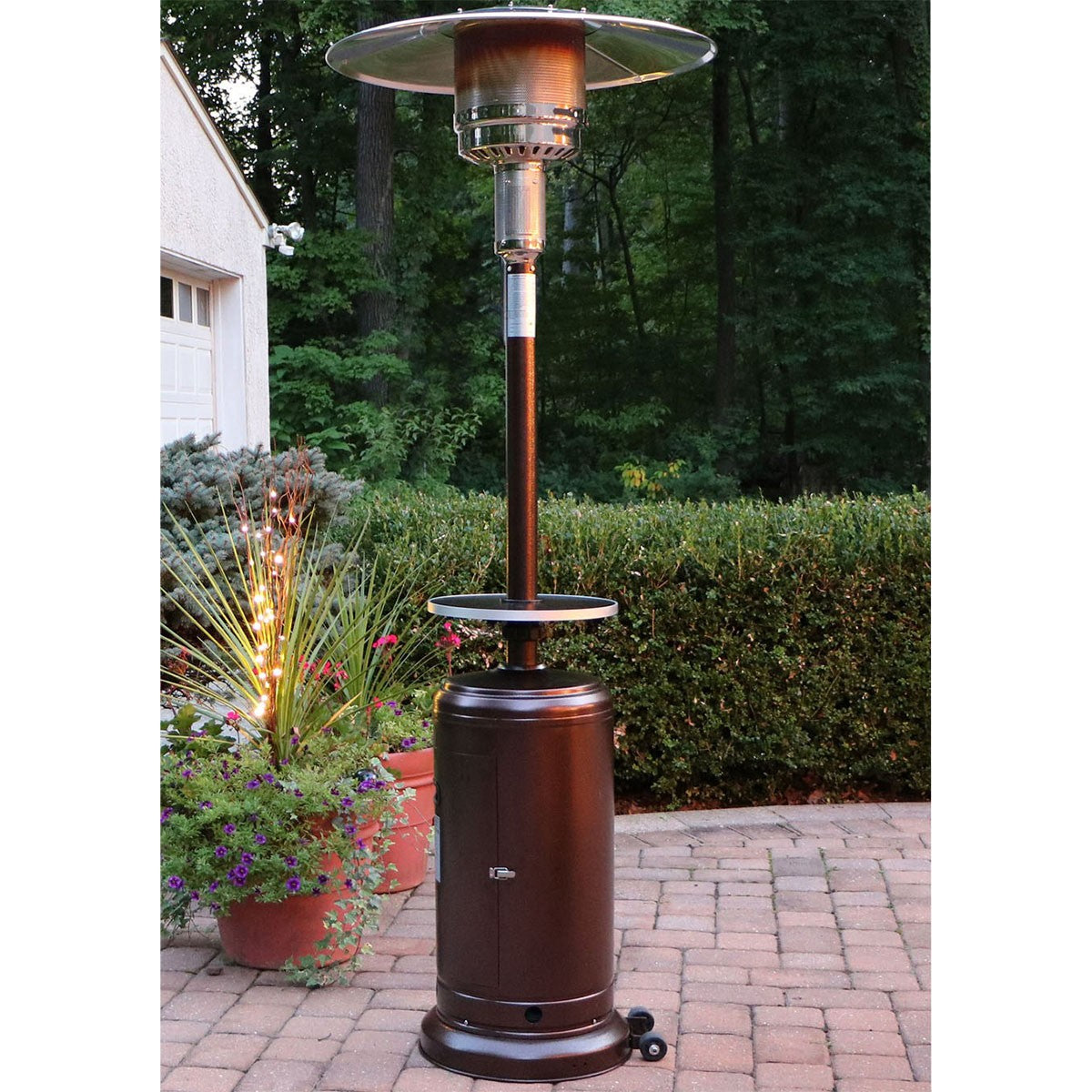 Hanover 48,000 BTU Steel Umbrella Propane Patio Heater - Hammered Bronze