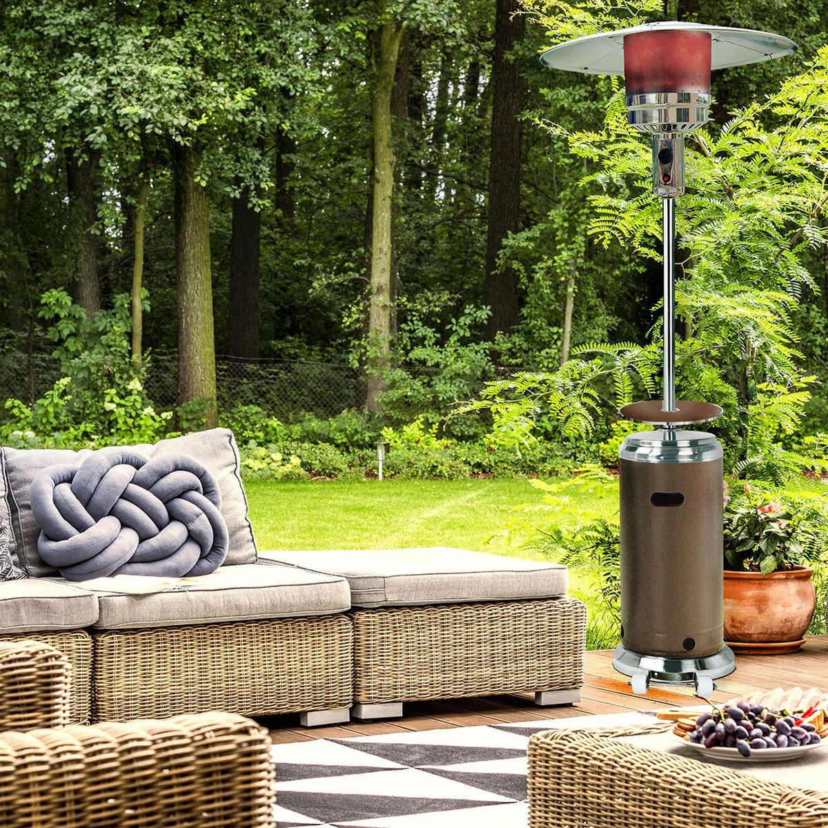 Hanover 48,000 BTU Steel Umbrella Propane Patio Heater - Bronze/Stainless Steel