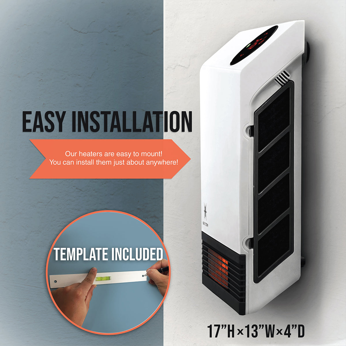 Heat Storm Wave Floor to Wall Infrared Portable Heater HS-1000-WA - installatioin