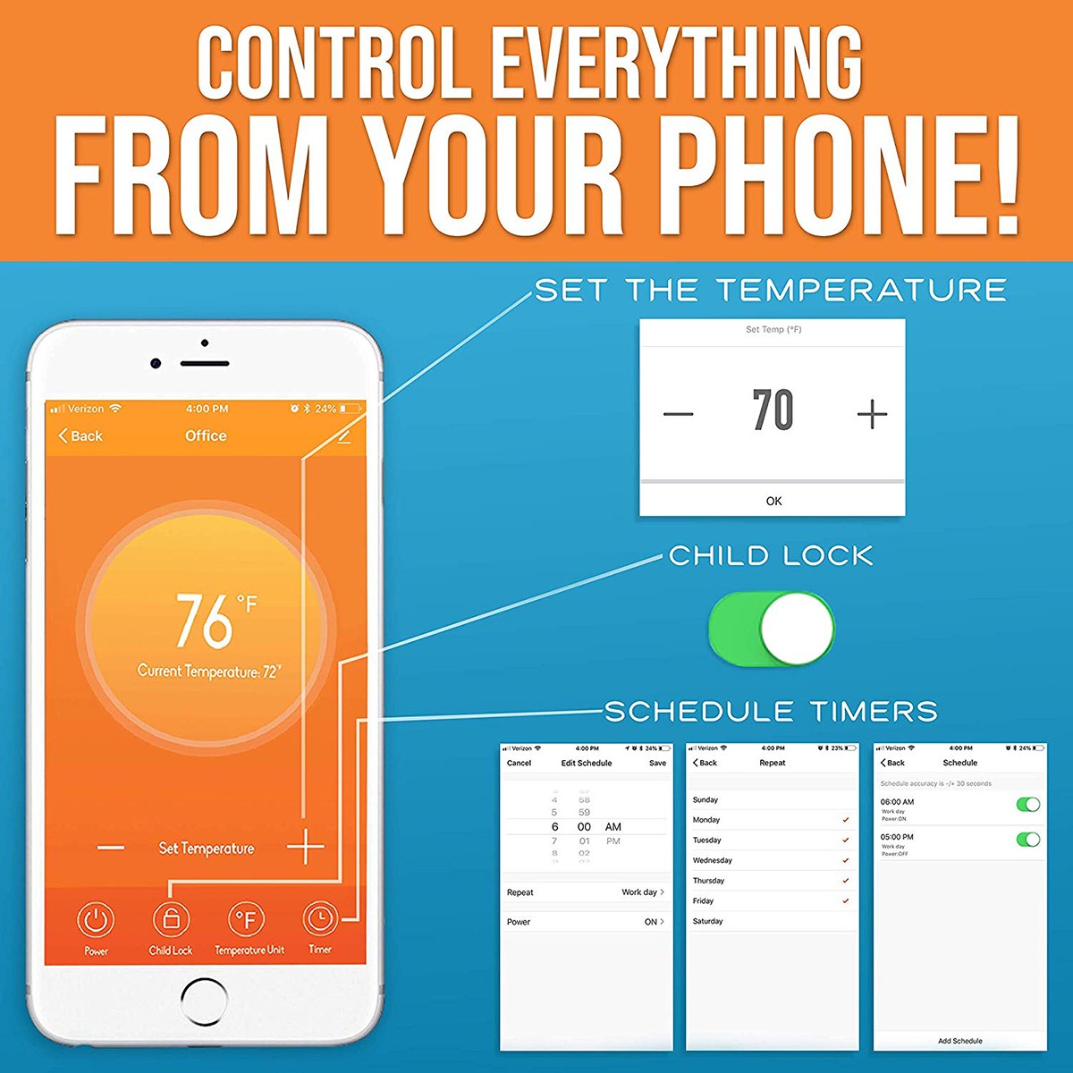 Heat Storm Phoenix Wall Heater with Wifi - WiFi Control