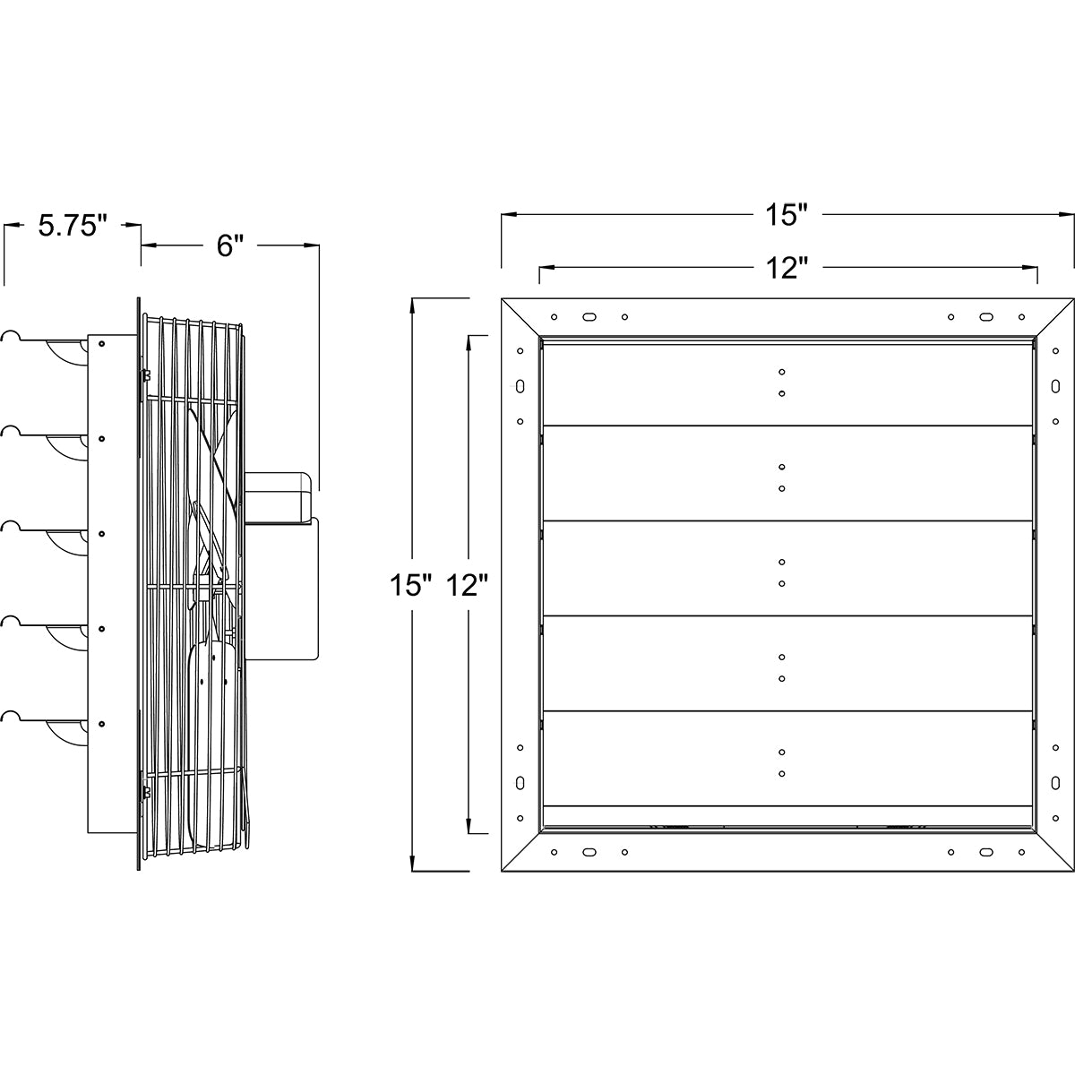 Hessaire 12 Inch Shutter Mounted Exhaust Fan