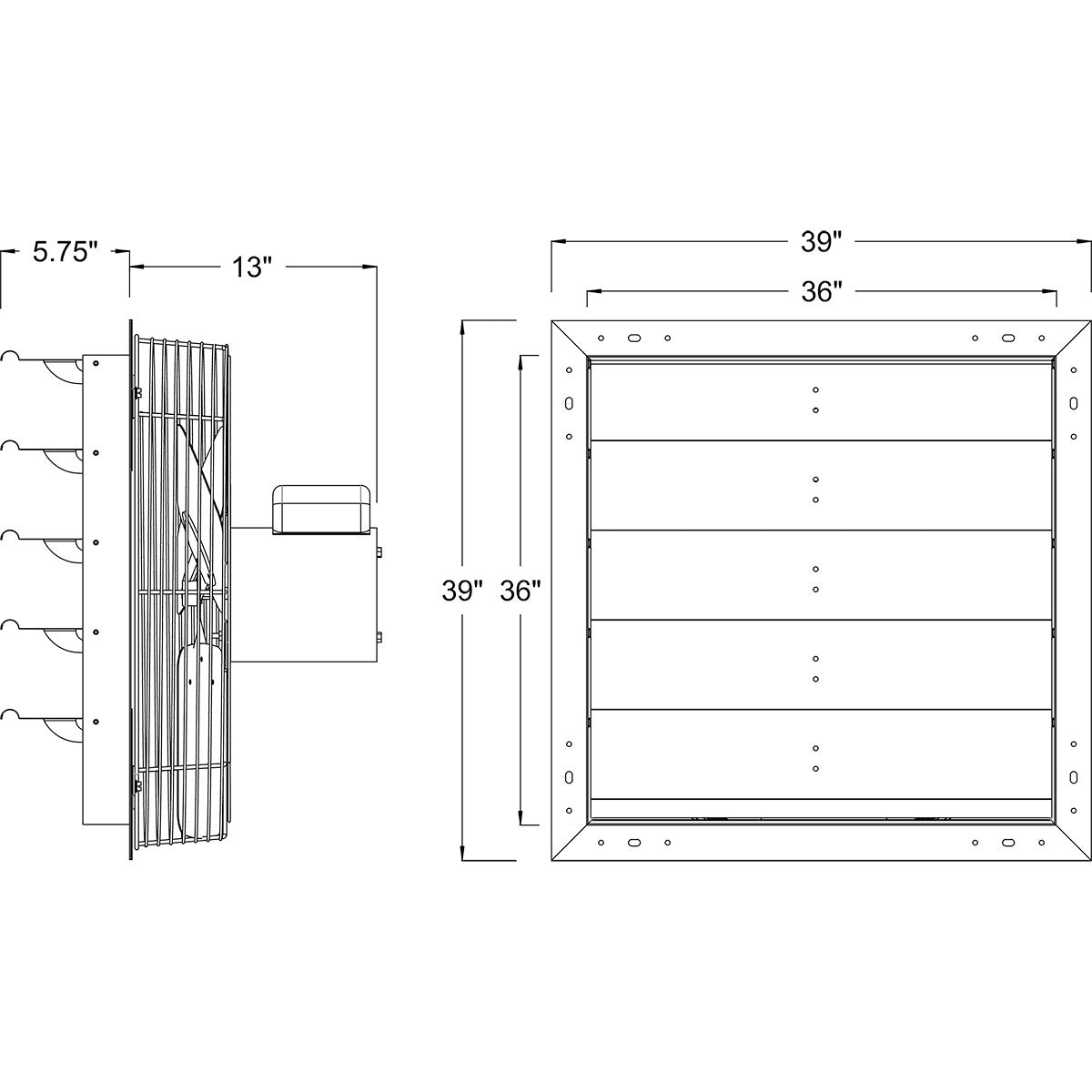Hessaire 30 Inch Shutter Mounted Single Speed Exhaust Fan