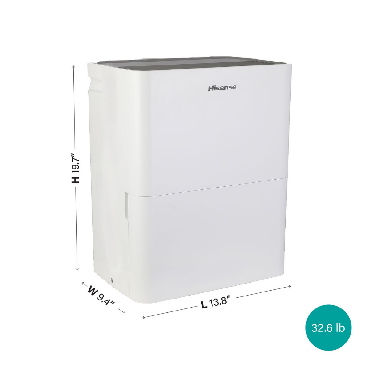 Hisense 35 Pint Dehumidifier with Slide-Out Bucket - Dimensions