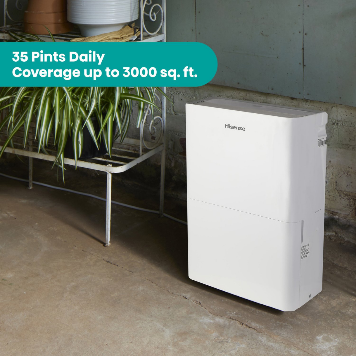 Hisense 35 Pint Dehumidifier with Slide-Out Bucket - Infographic 1
