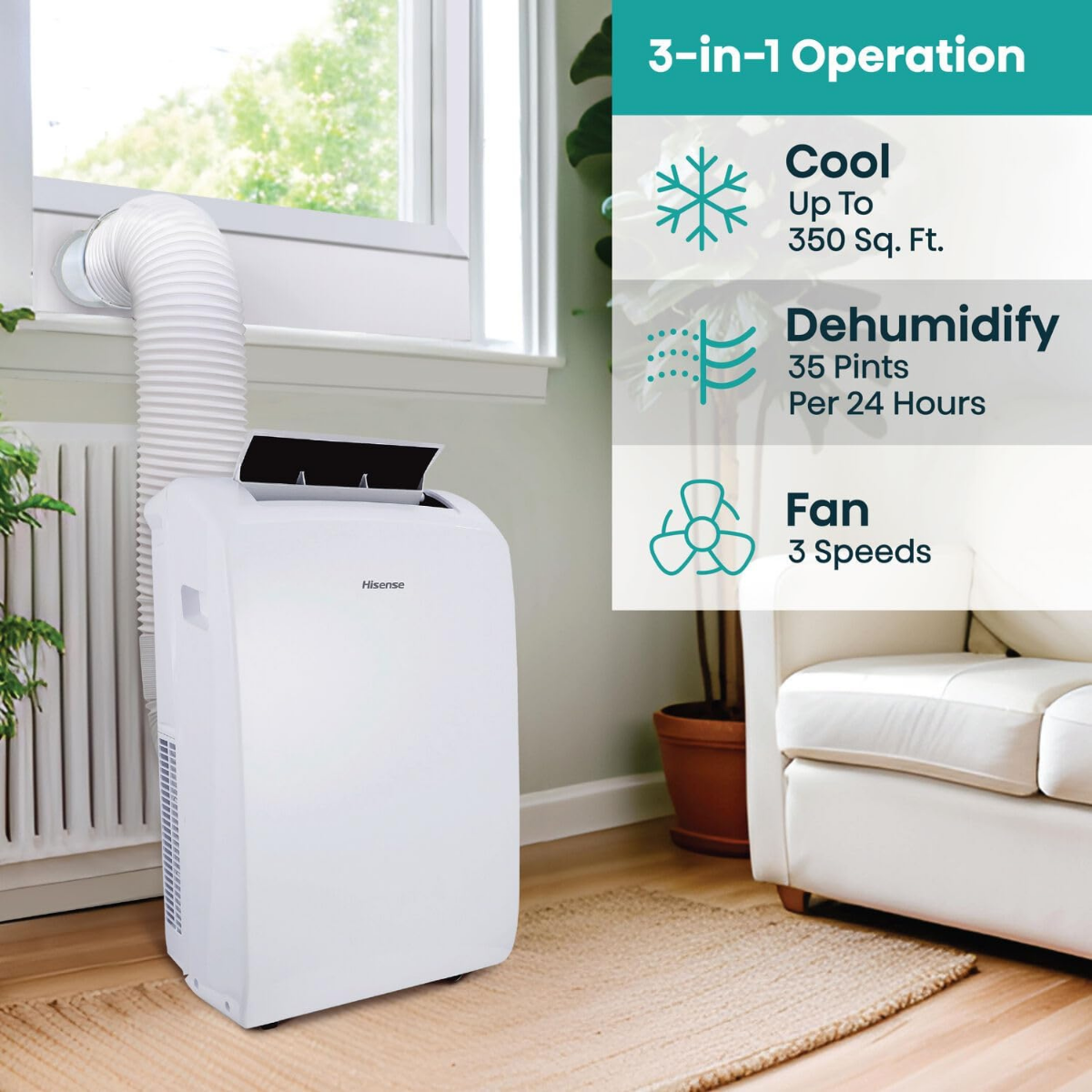 Hisense 8,000 BTU Portable Air Conditioner - Infographic 1