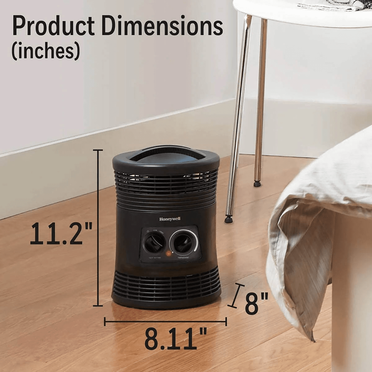 Honeywell 360 degrees Surround Heat Space Heater - Dimensions