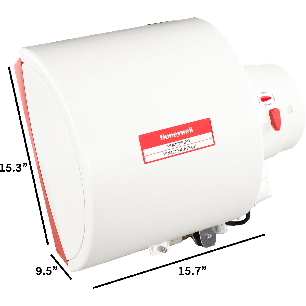 Honeywell HE240 Whole House Bypass Humidifier - dimensions