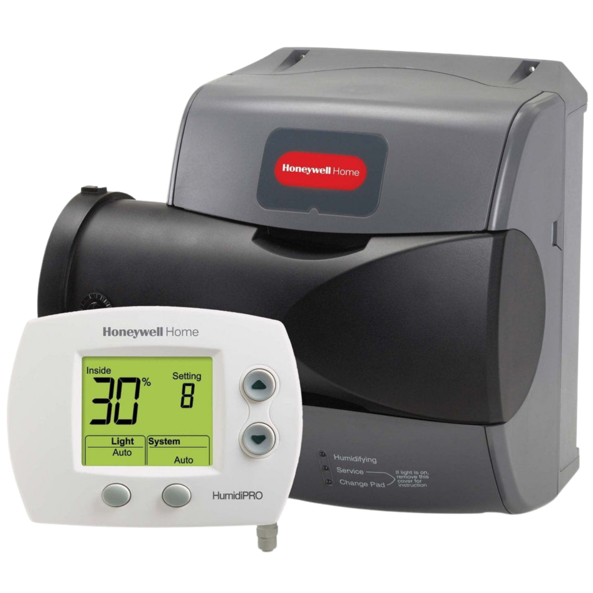 Honeywell HE100A1000/U/HE150A1005/U TrueEASE Advanced Small Evaporative Bypass Humidifier - Angle