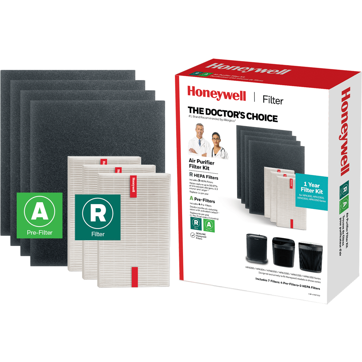 Honeywell HEPA + Carbon Filter Kit for HPA300/5300/8350 Series - Box & Filter