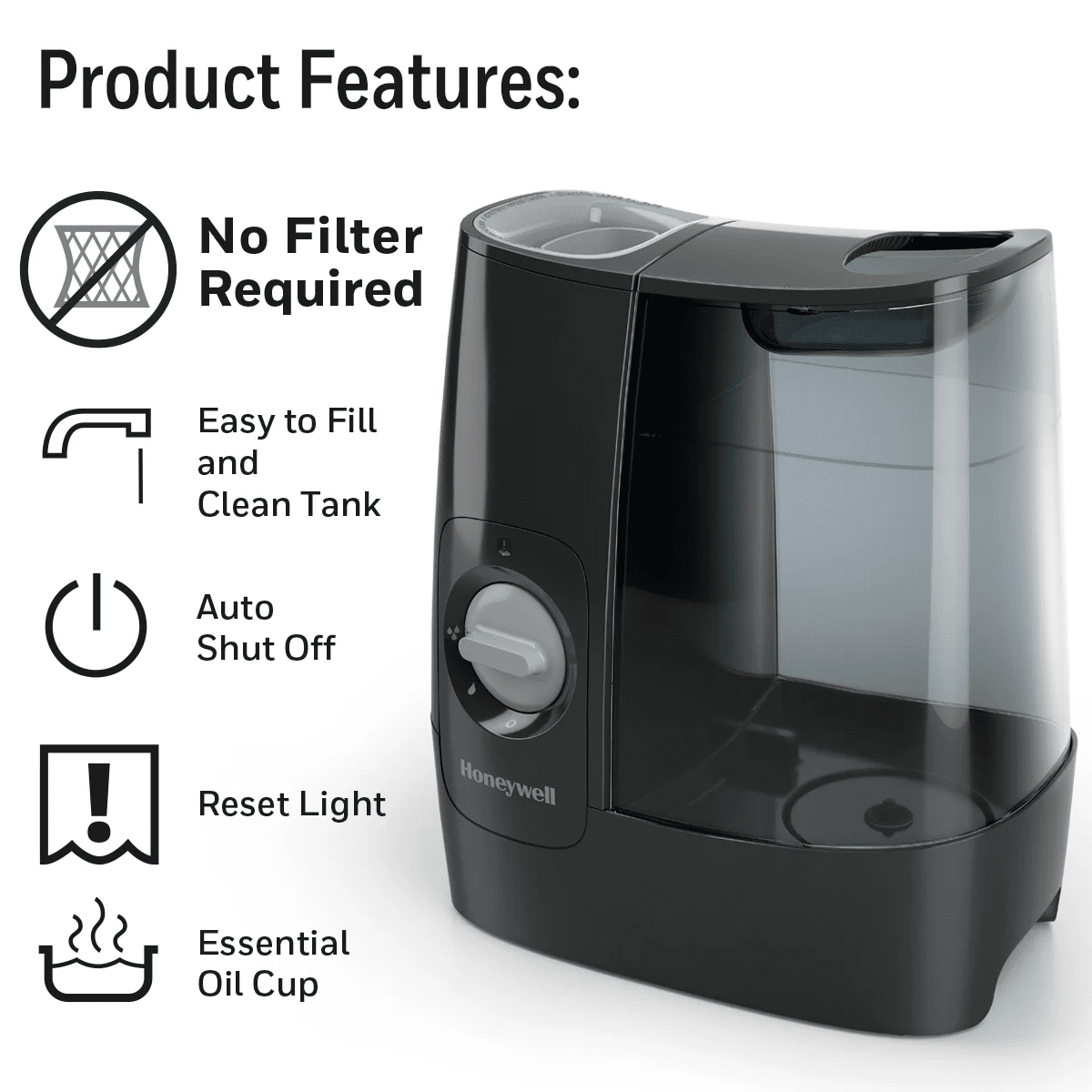 Honeywell HWM845B Warm Mist Humidifier w/ Essential Oil - Infographic 2