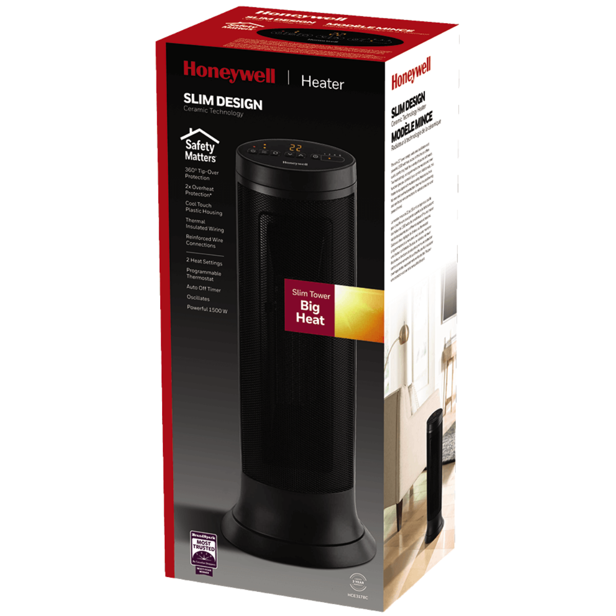 Honeywell Slim Ceramic Tower Heater - Box