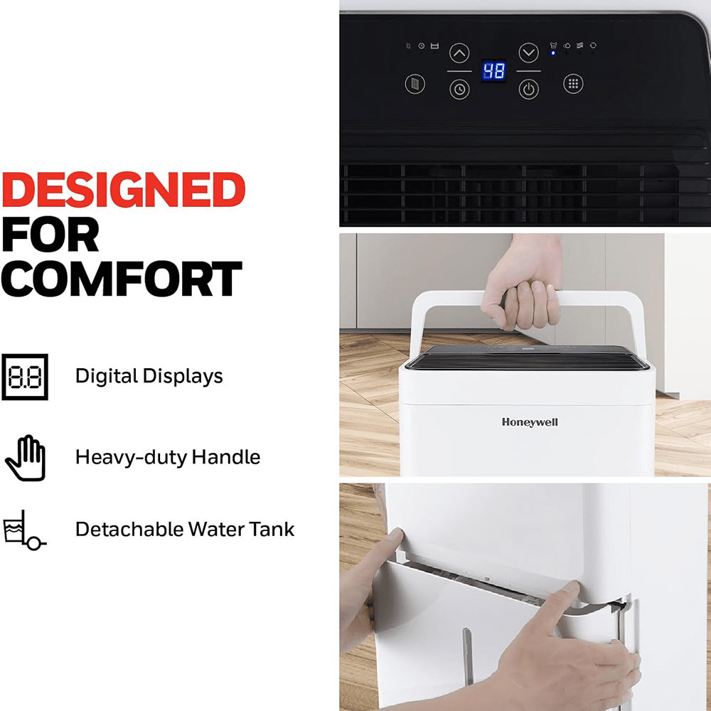 Honeywell TP-Fit Series 32 Pint Portable Dehumidifier - Infographic 1
