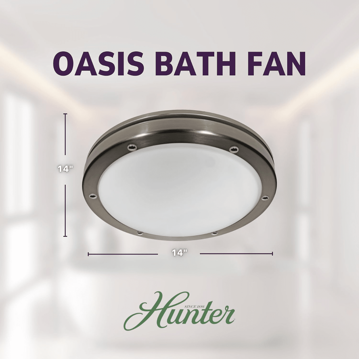 Hunter Oasis 80 CFM Bathroom Fan Brushed Nickel - Infographic 3