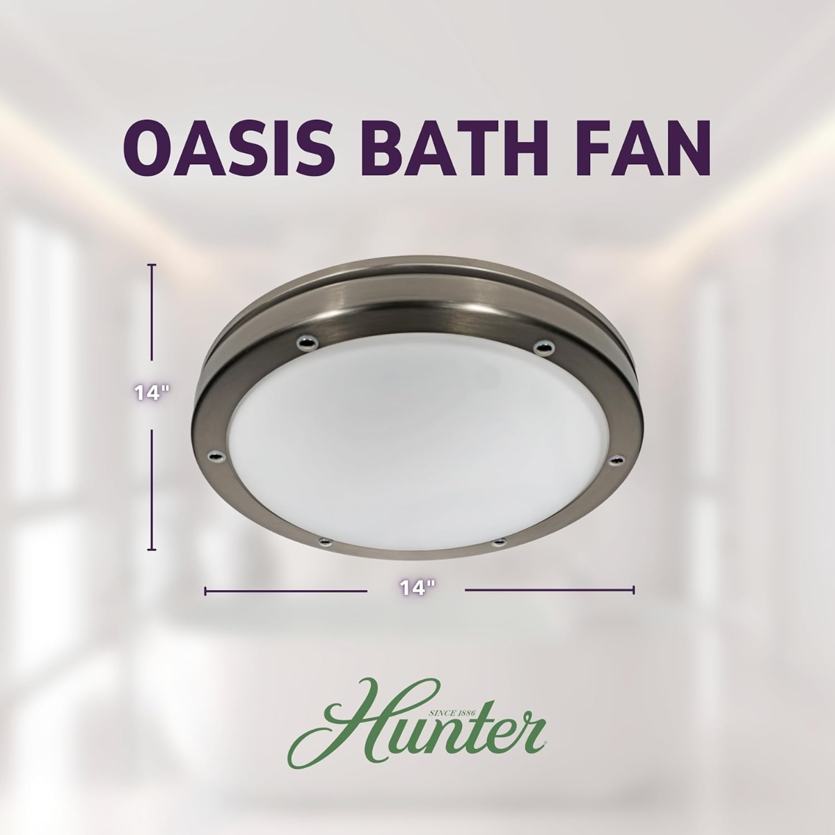 Hunter Oasis 80 CFM Bathroom Fan Brushed Nickel - Infographic 3