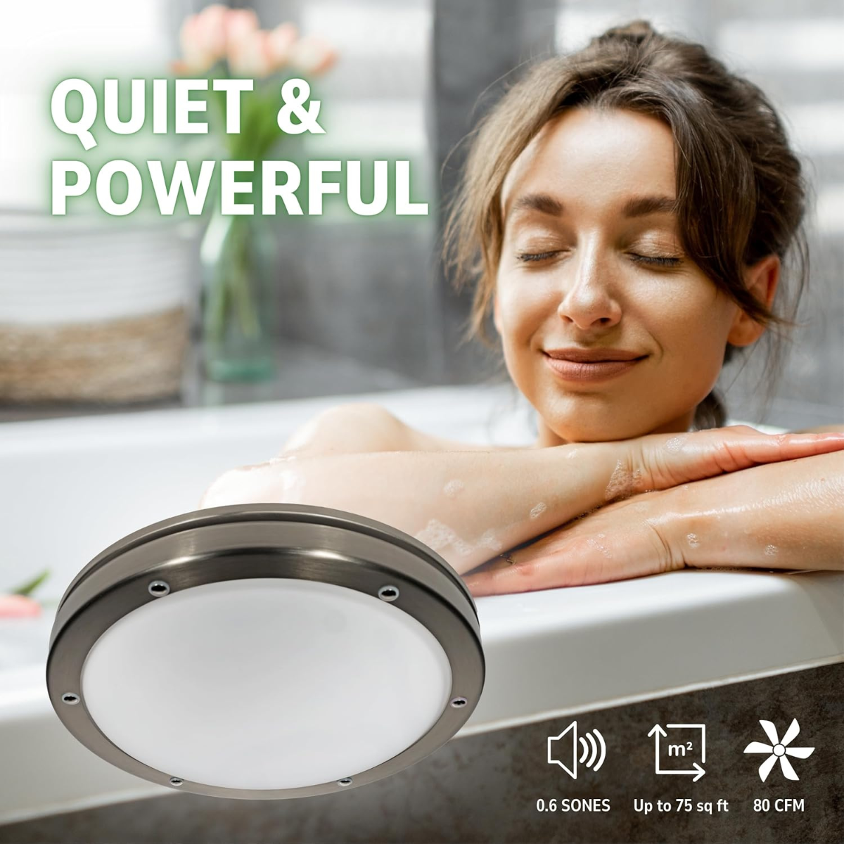 Hunter Oasis 80 CFM Bathroom Fan Brushed Nickel - Infographic 4