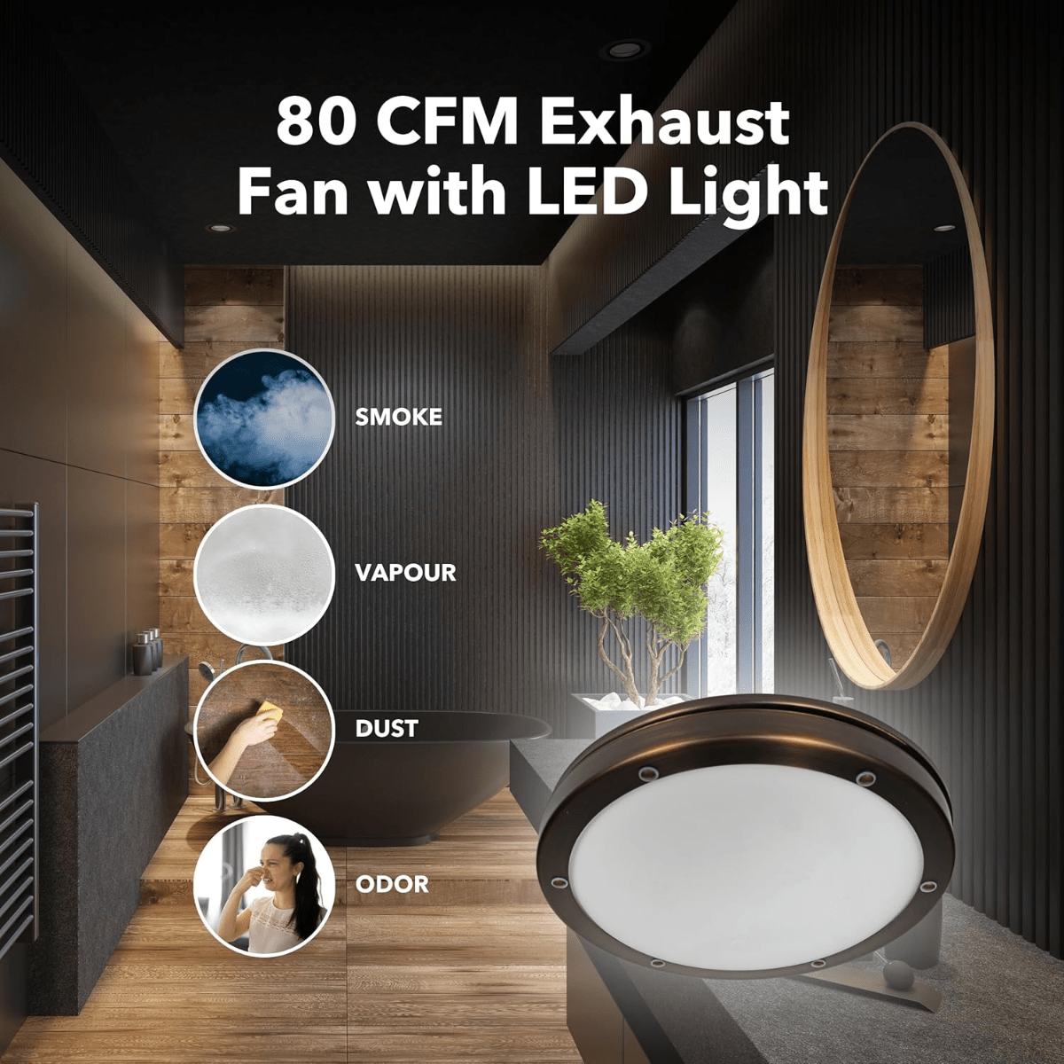 Hunter Oasis 80 CFM Bathroom Fan Imperial Bronze - Infographic 2
