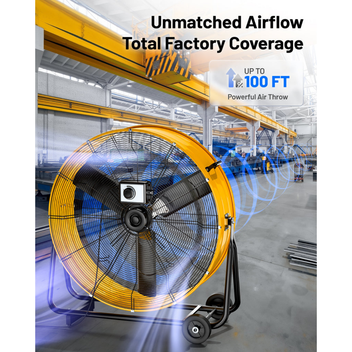 iLiving Heavy Duty High Velocity Barrel Floor Drum Fan 36-in - Infographic 3