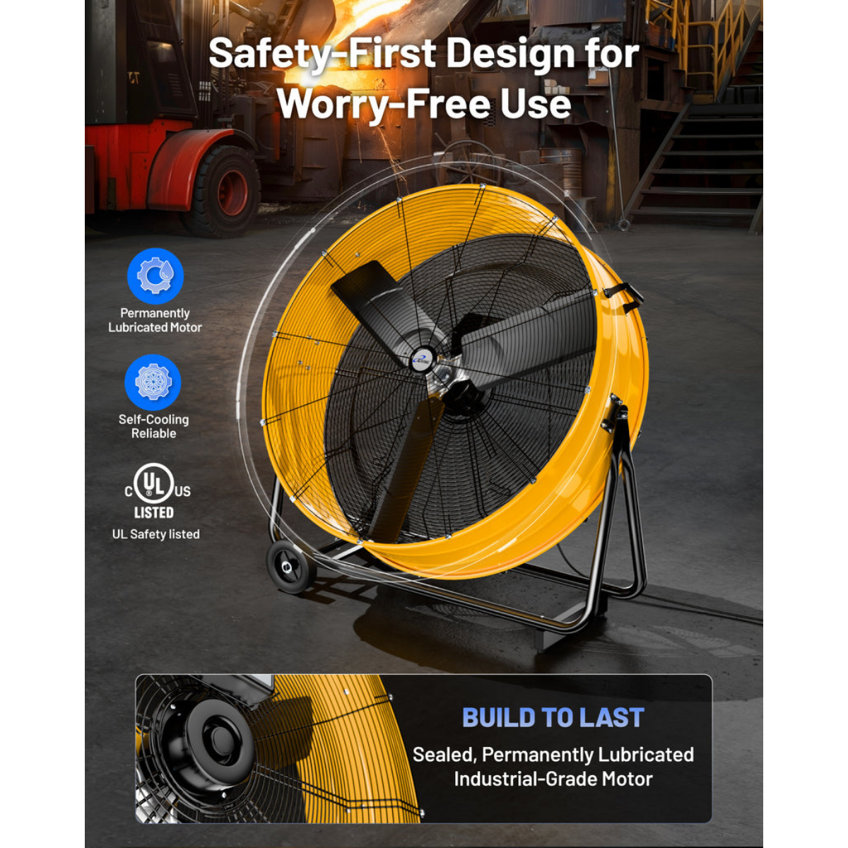 iLiving Heavy Duty High Velocity Barrel Floor Drum Fan 36-in - Infographic 5