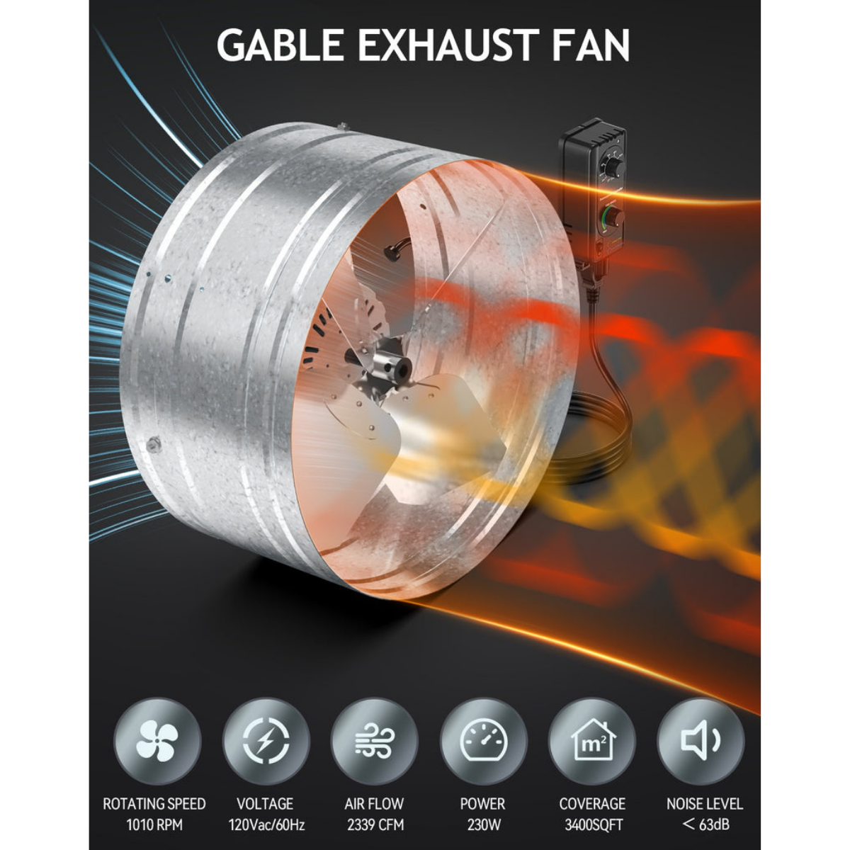 iLiving ILG8G14-22ST 14-In Variable Speed Gable Exhaust Fan - Infographic 2
