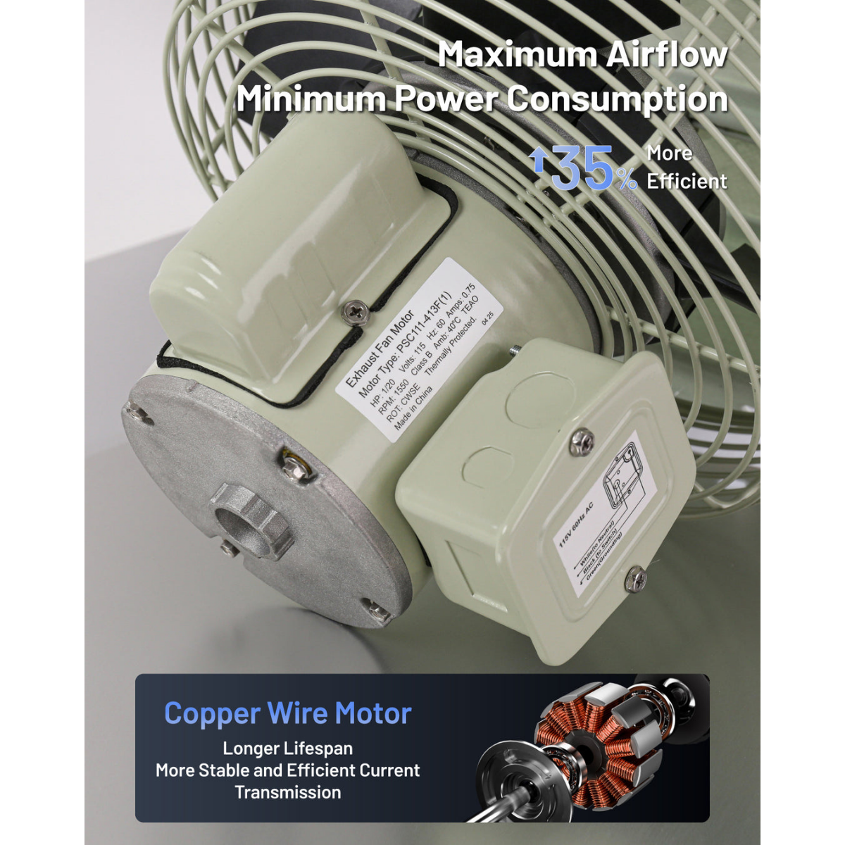 iLiving ILG8SFS-CR Corrosion Resistant Single Speed Shutter Exhaust Fan - Infographic 3