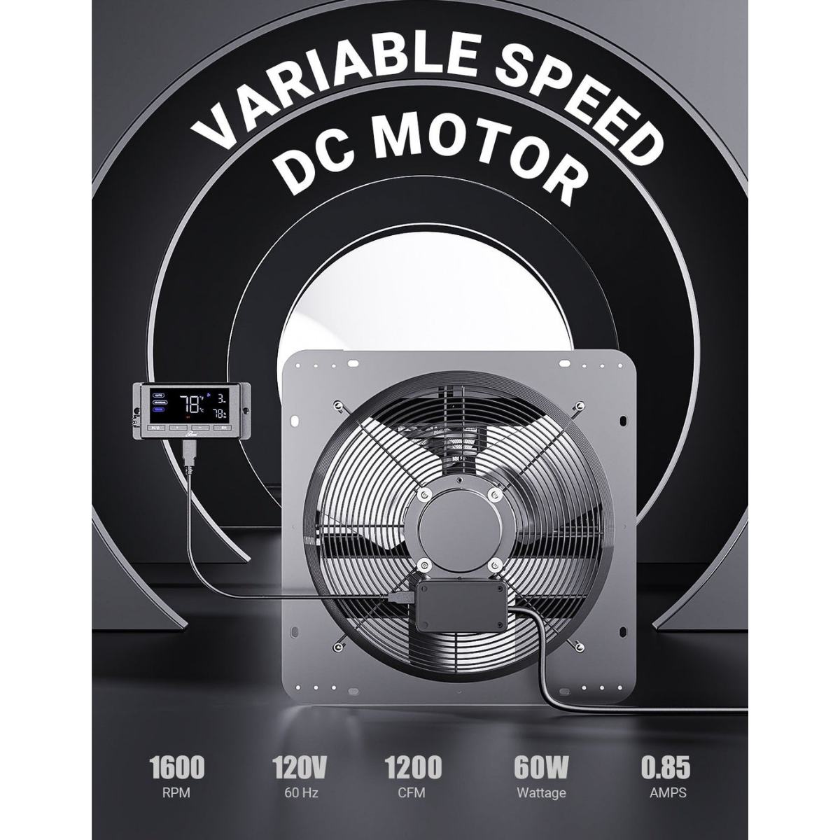 iLiving ILG8SFV-DC Variable Speed Shutter Exhaust Fan 14-in - Dimensions