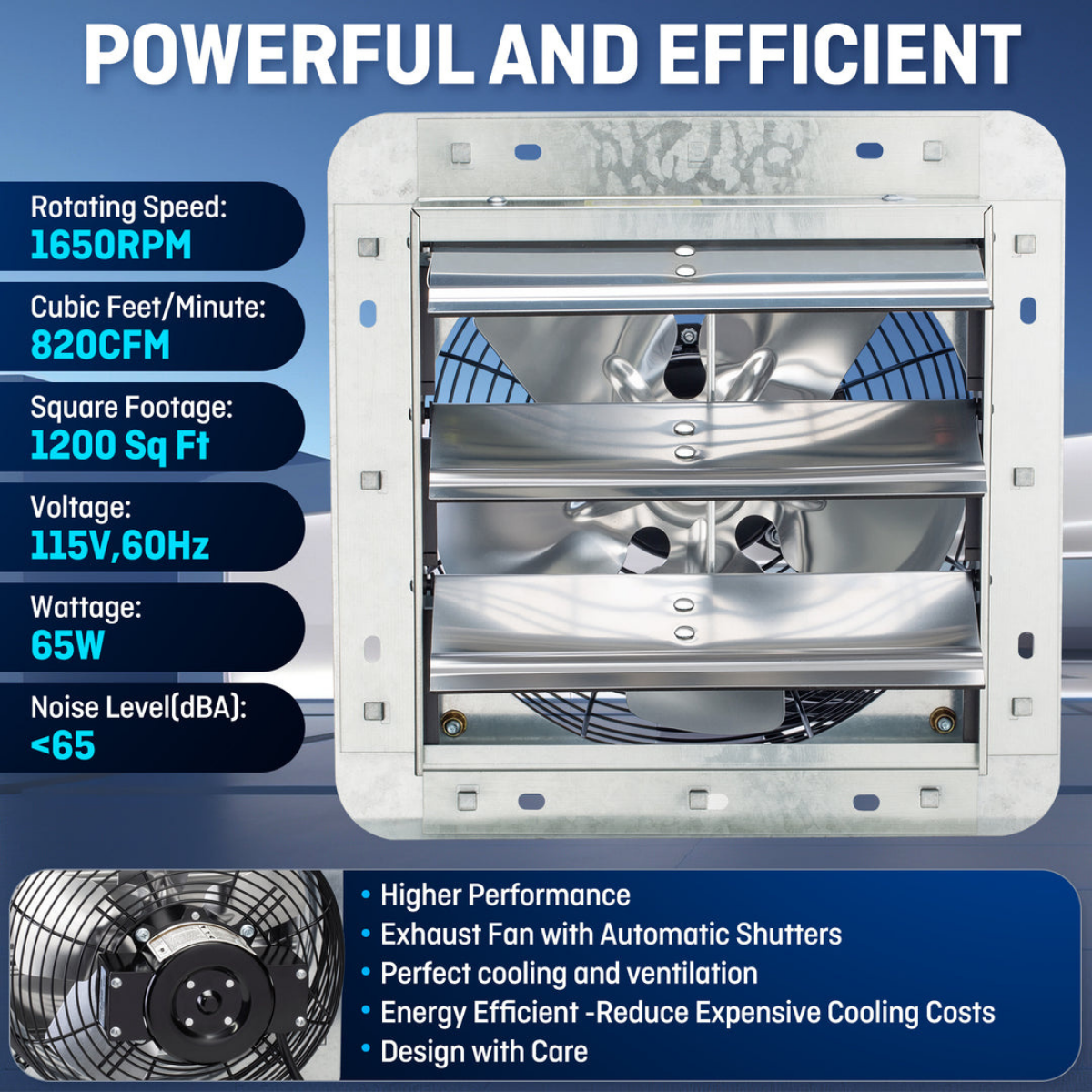 iLiving ILG8SFV-ST Shutter Exhaust Fan 10-in - Infographic