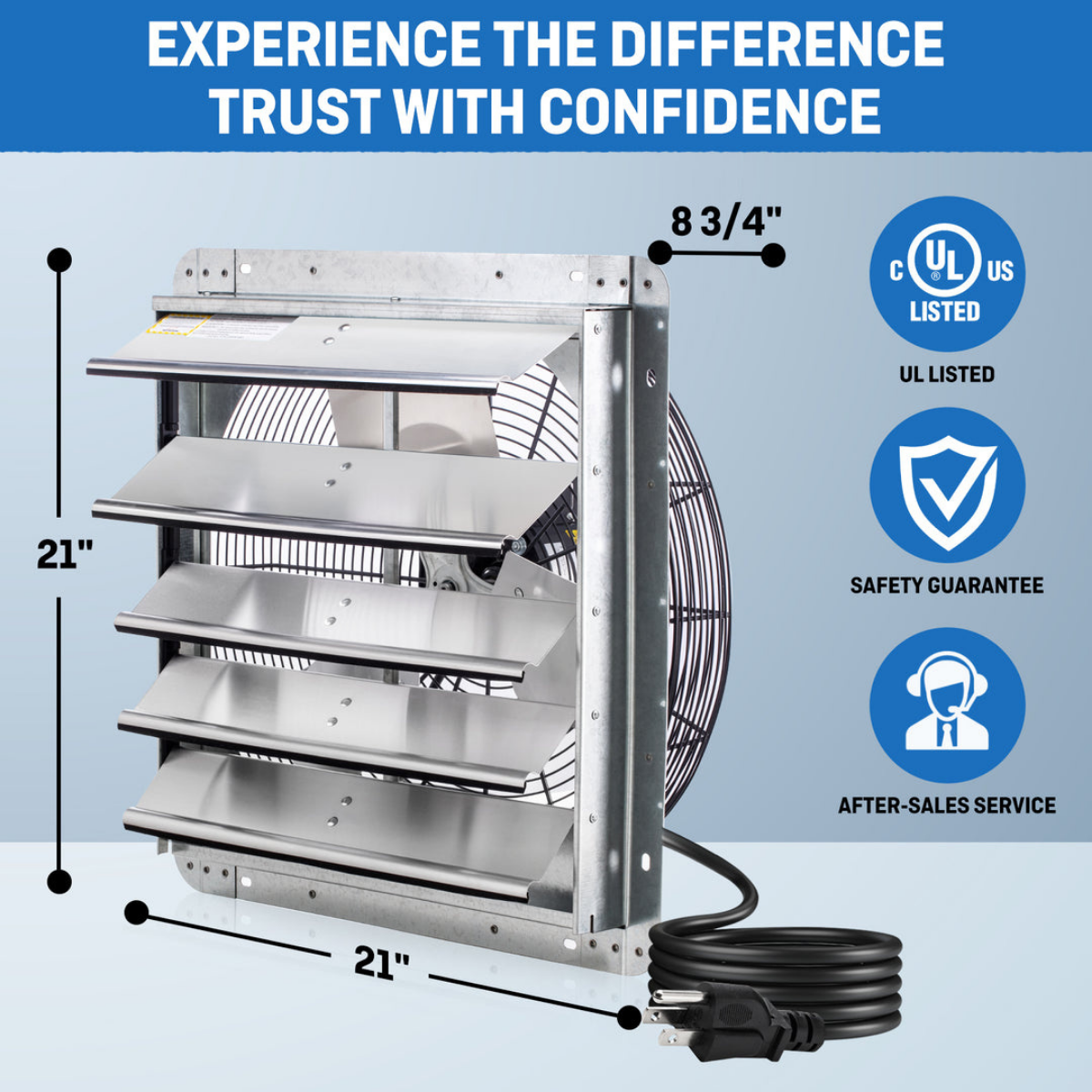 iLiving ILG8SFV-ST Shutter Exhaust Fan 18-in - Dimensions