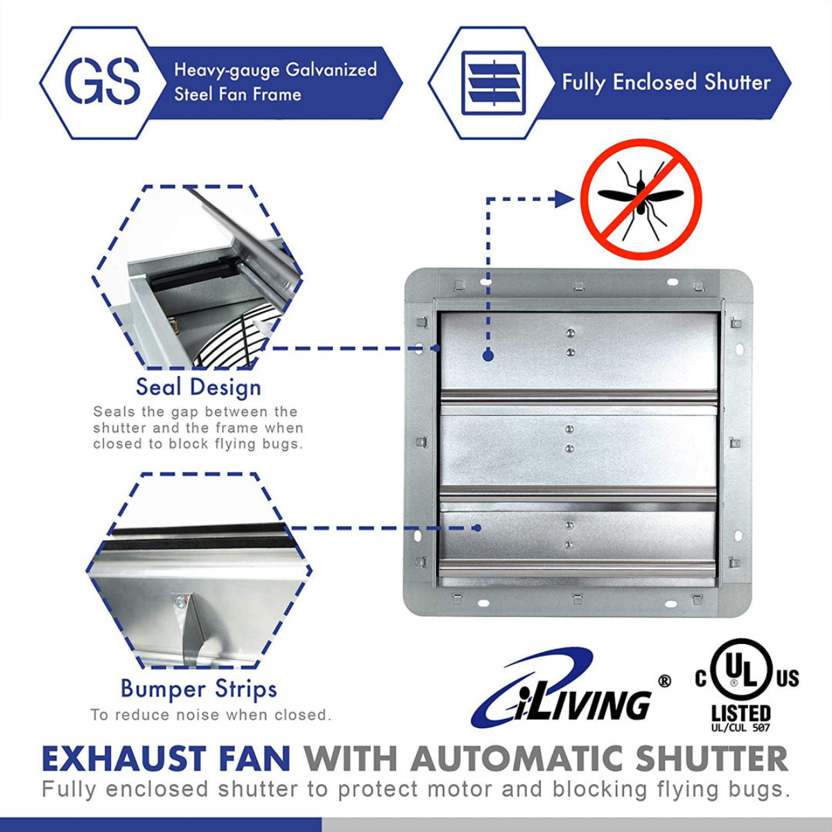 iLiving ILG8SFVC Shutter Exhaust Fan - Infographic 1