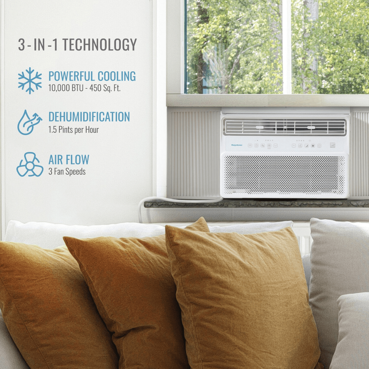 Keystone 10,000 BTU Inverter Window Air Conditioner - Infographic