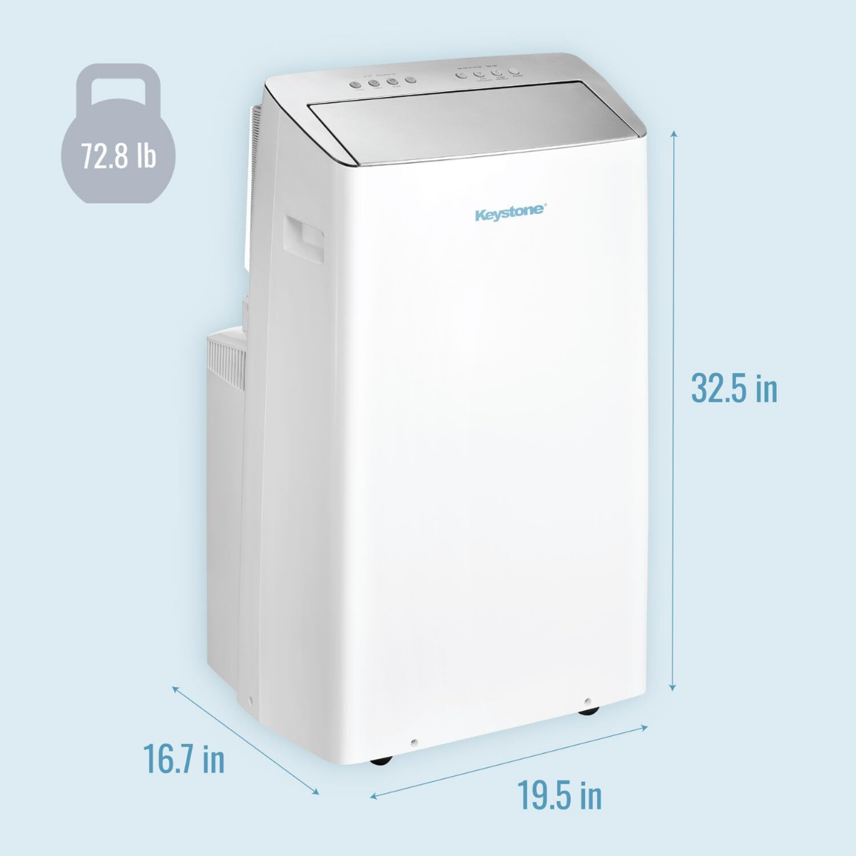 Keystone 12,000 BTU Inverter Portable Air Conditioner w/Remote - Dimensions