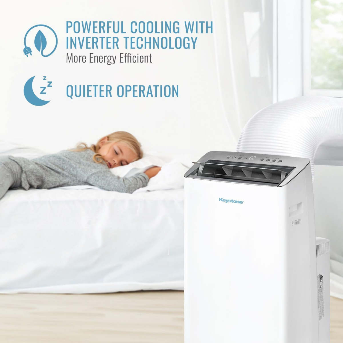 Keystone Inverter Portable Air Conditioner w/Remote - Infographic 2