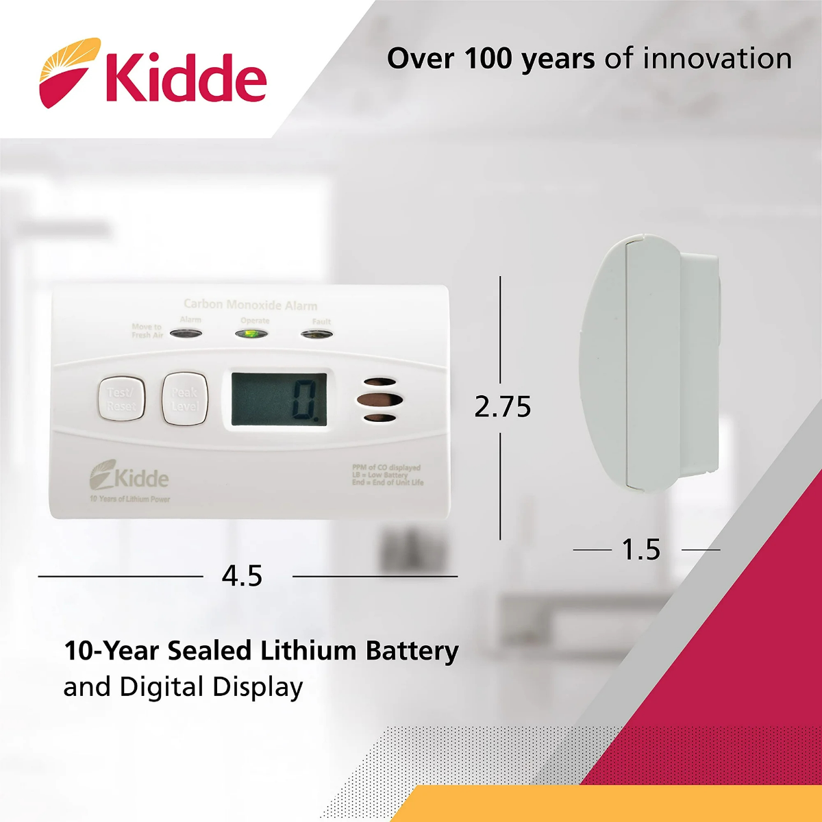 Kidde C3010D Carbon Monoxide Alarm w/ Digital Display and 10-Year Lithium Battery - Infographic 2