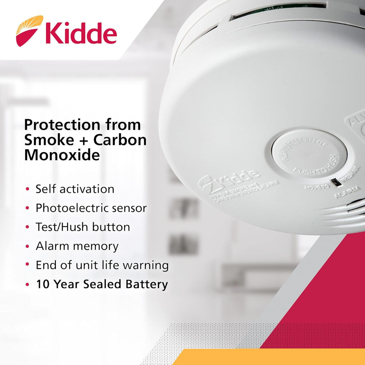 Kidde P3010K-CO Smoke & Carbon Monoxide Alarm w/ 10-Year Lithium Battery - Infographic 1