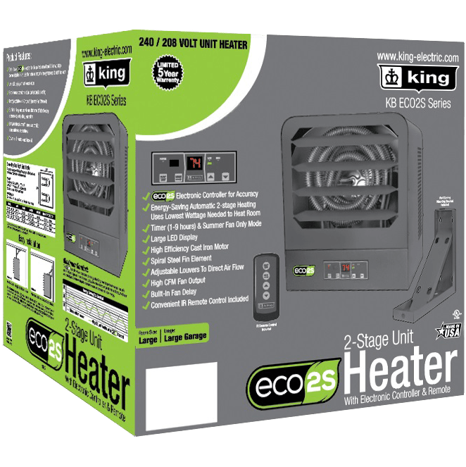 King Electric KB ECO2S Series 2-Stage Electronic Garage Heater - box