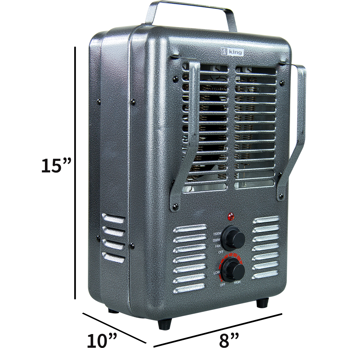 King Electric PHM-1 1500-Watt Portable Milkhouse Utility Heater - dimensions