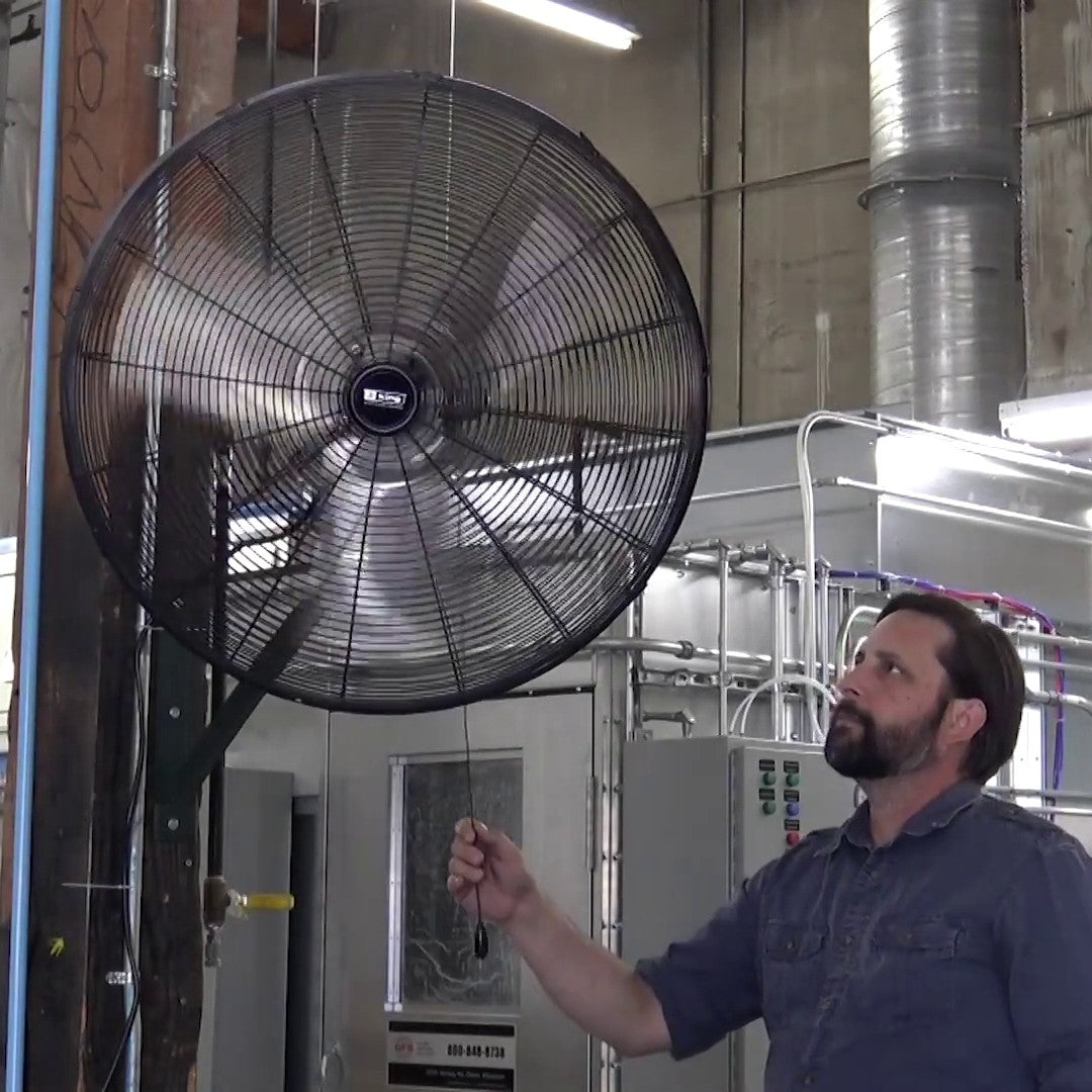 King Electric Outdoor Rated Oscillating Wall Mount Fan in Warehouse
