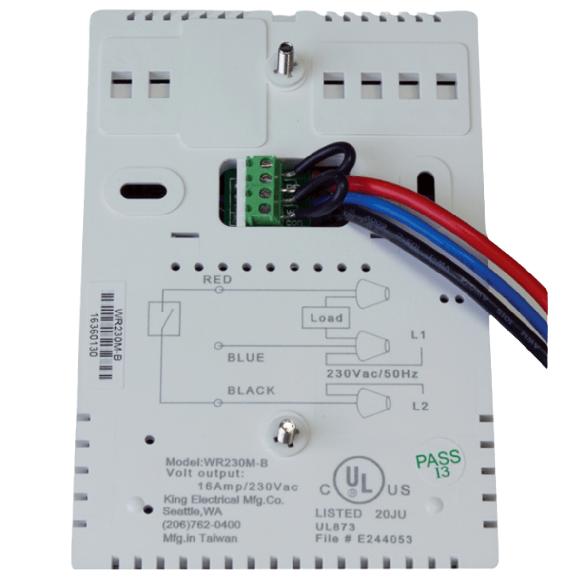 King Electric Window Watcher Thermostat with Sensors - Back