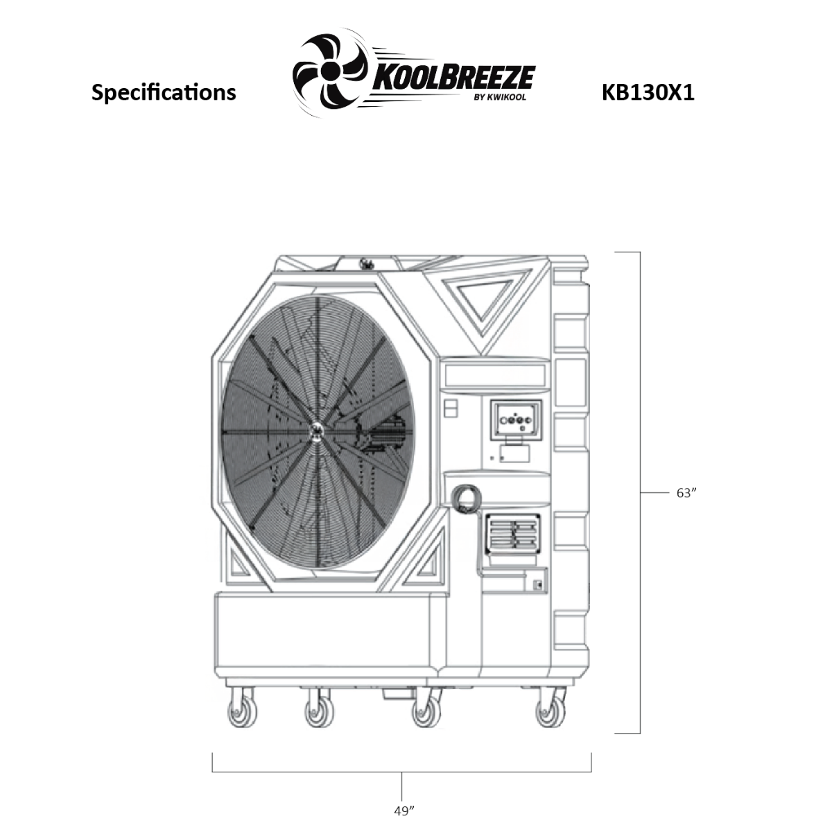 KoolBreeze 10,950 CFM Evaporative Cooler - Dimensions