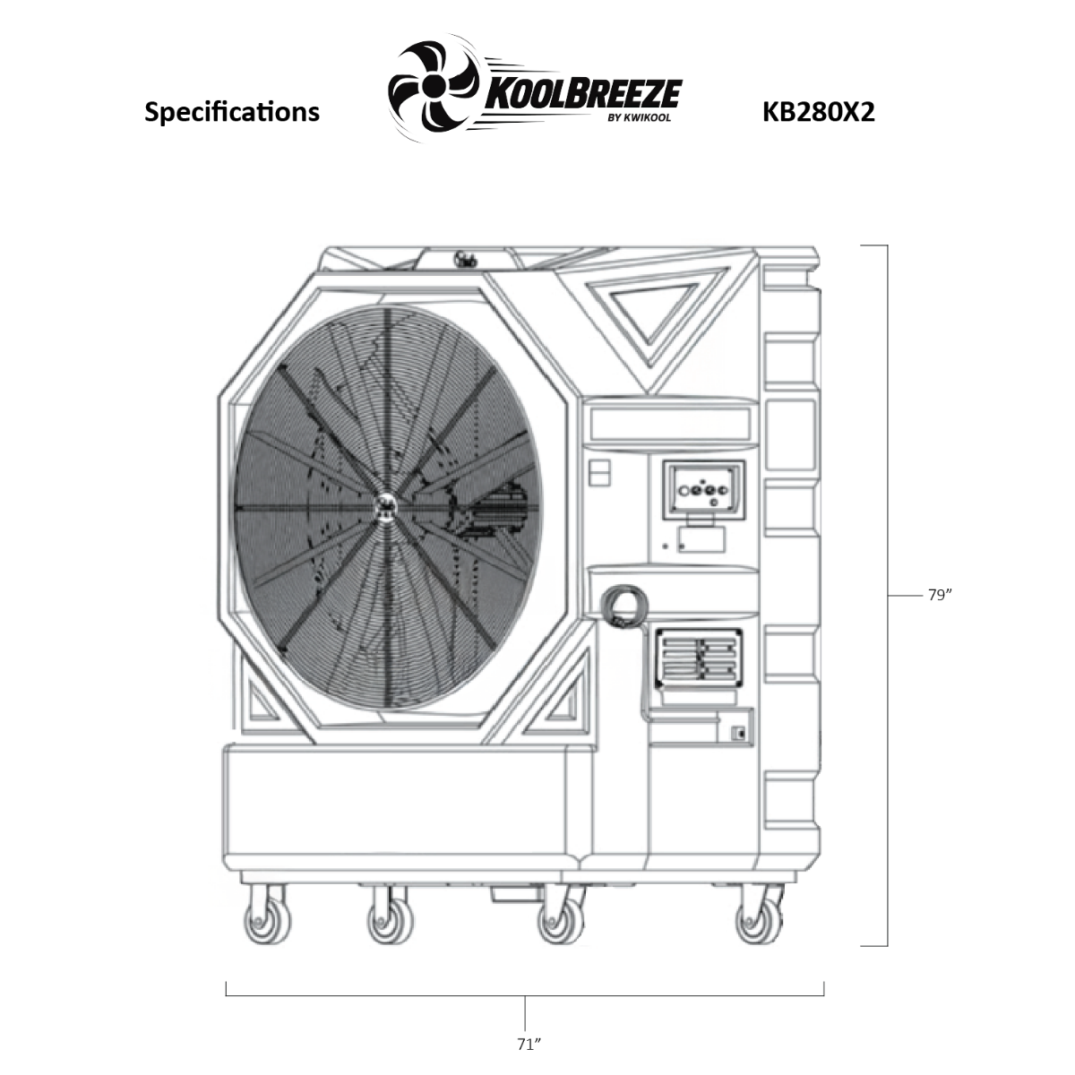 KoolBreeze 26,000 CFM Evaporative Cooler - Dimensions