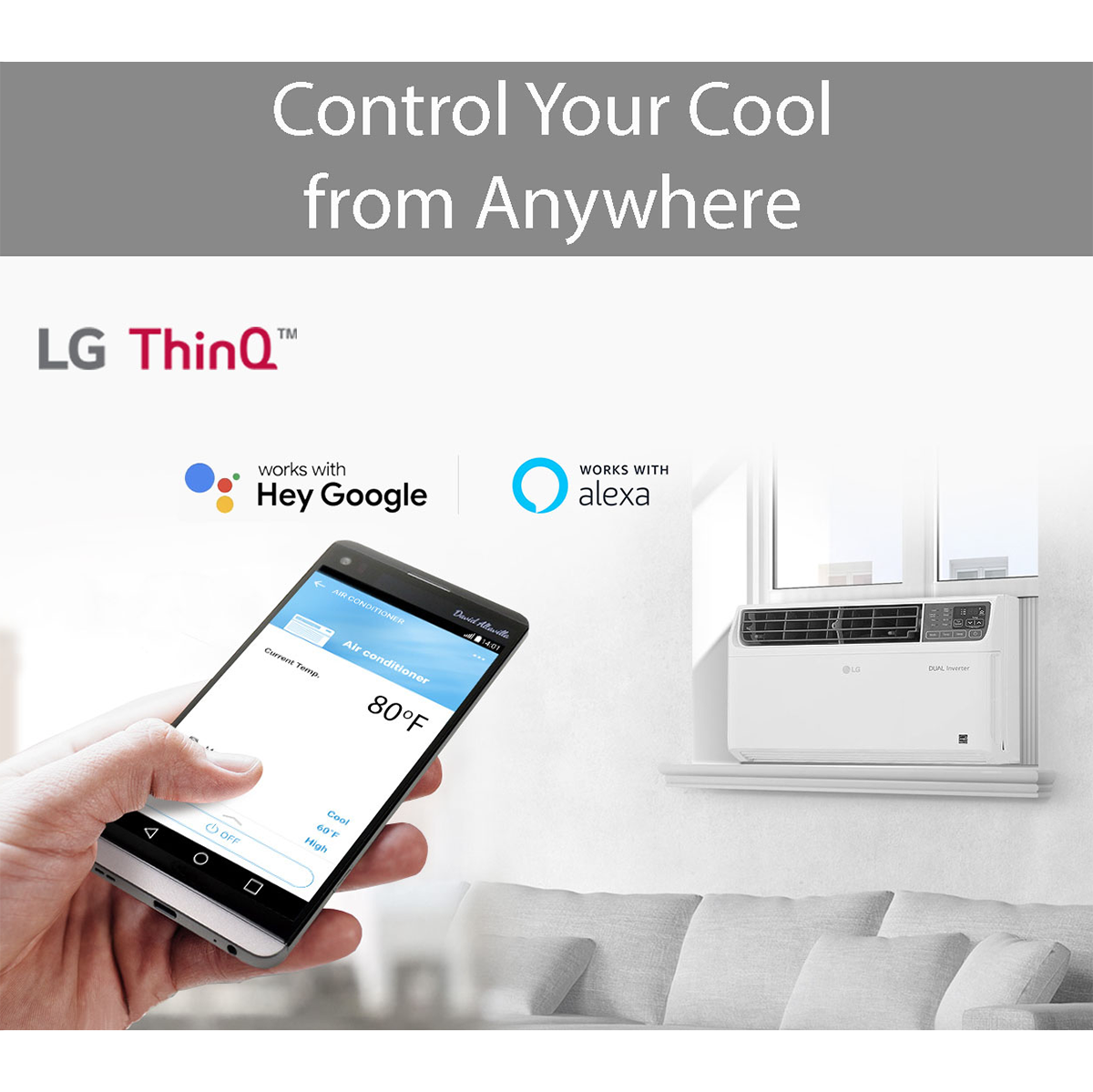 LG LW1221VSM 12,000 BTU Dual Inverter Smart Wi-Fi Window AC - Graphic 1
