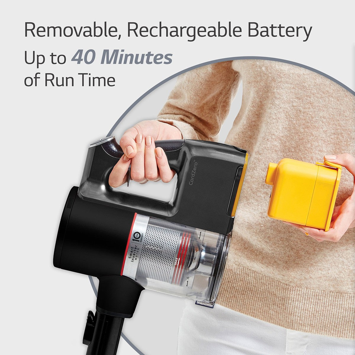 LG CordZero A9 Cordless Stick Vacuum - Rechargeable Battery gives 40 minutes run time