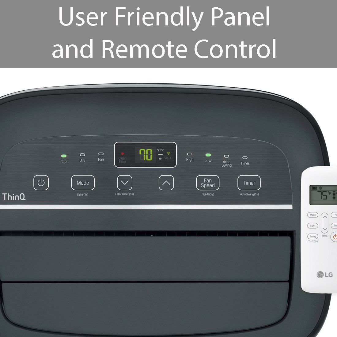 LG 8,000 BTU Wi-Fi Portable Air Conditioner - Electronic Control Panel with Smart Control
