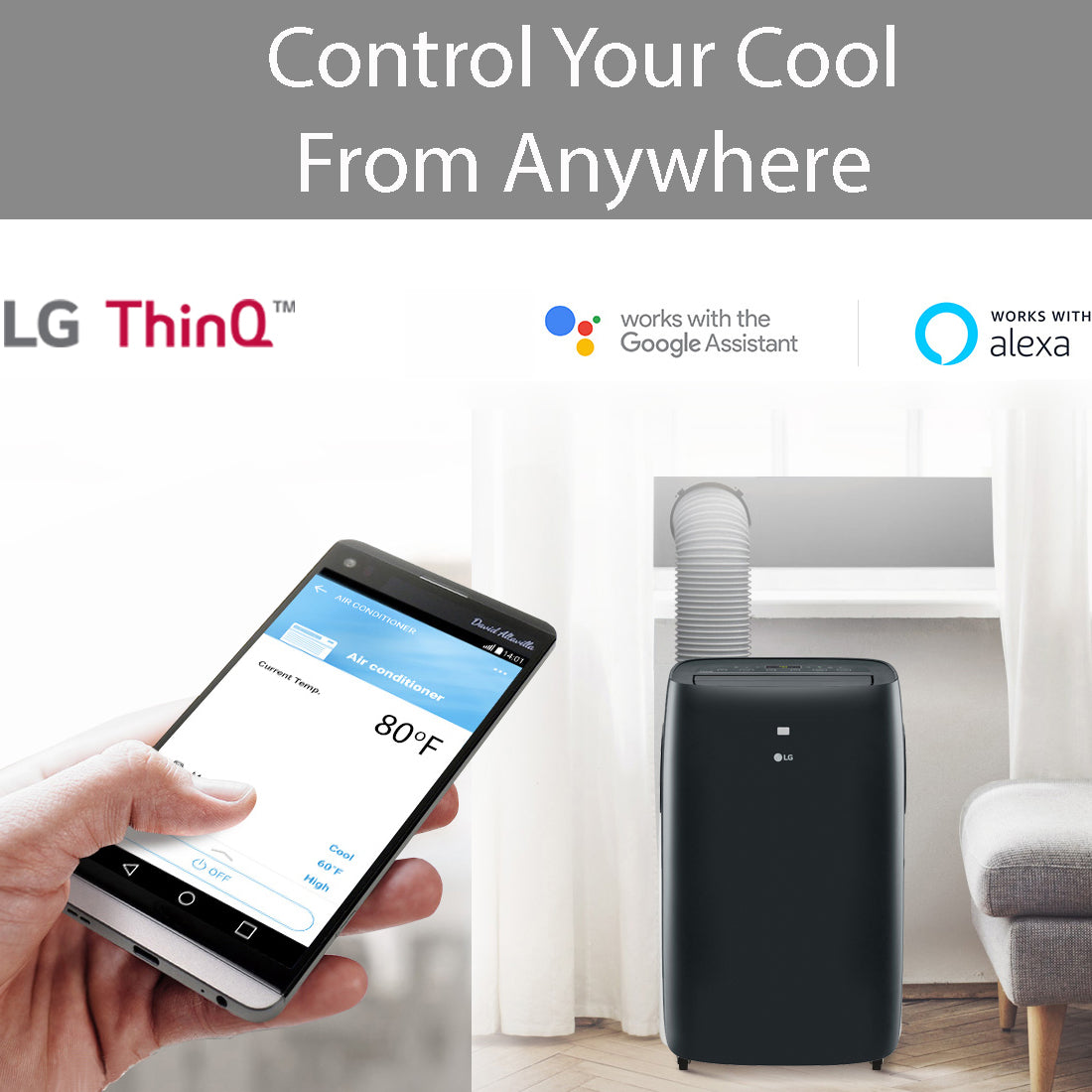 LG 10,000 BTU Wi-Fi Portable Air Conditioner - Smart Wi-Fi Control
