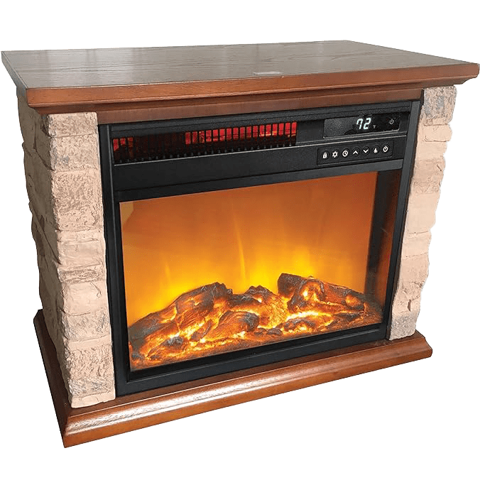Lifesmart 3 Element Infrared Electric Fireplace with Faux Stone - Angle 1