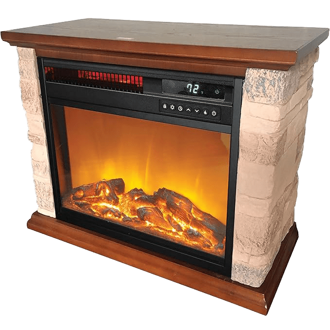Lifesmart 3 Element Infrared Electric Fireplace with Faux Stone - Angle 2