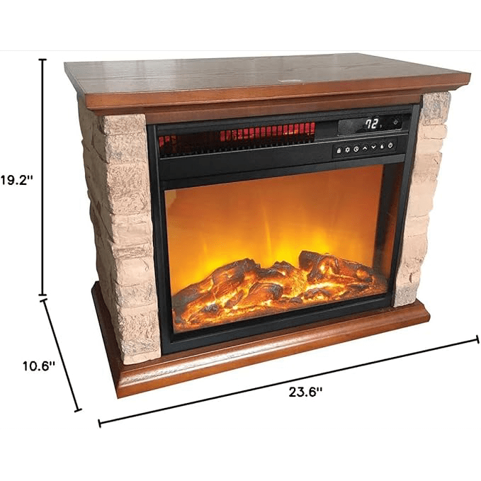 Lifesmart 3 Element Infrared Electric Fireplace with Faux Stone - Dimensions