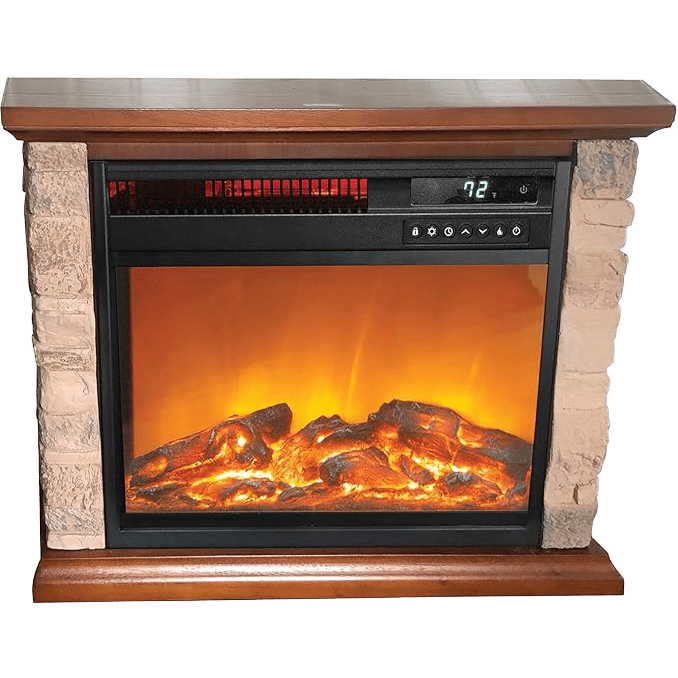 Lifesmart 3 Element Infrared Electric Fireplace with Faux Stone - Main