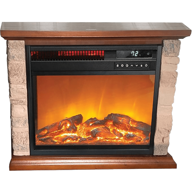 Lifesmart 3 Element Infrared Electric Fireplace with Faux Stone - Main